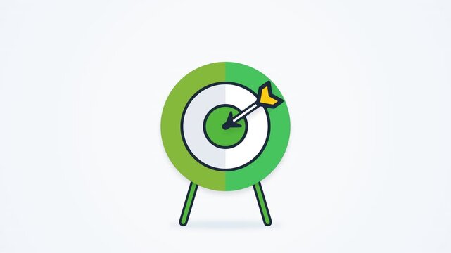 Animated target board with an arrow hitting the bullseye 4k