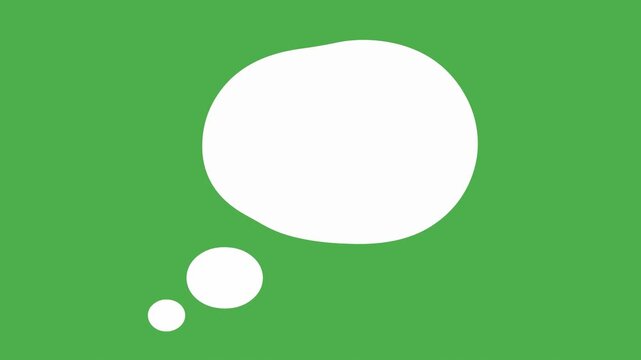 A minimalist white thought bubble icon captures creative ideas and silent contemplation on a brightly lit green background.