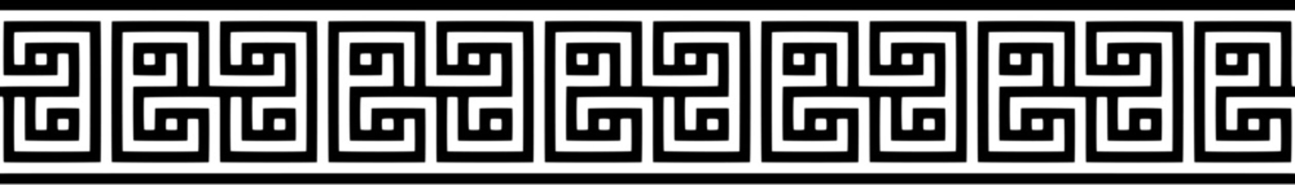 Seamless black and white greek meander pattern with geometric maze border design