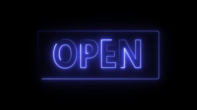 A generic neon-style digital sign designed to indicate a business is currently open.