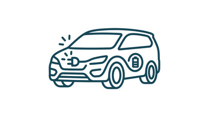 Fototapeta premium Modern electric vehicle icon with charging plug and battery symbol