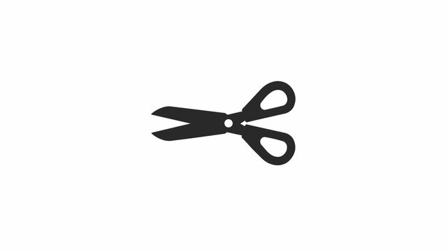 Sharp black silhouette of professional office scissors isolated on a bright white background for precise paper cutting.