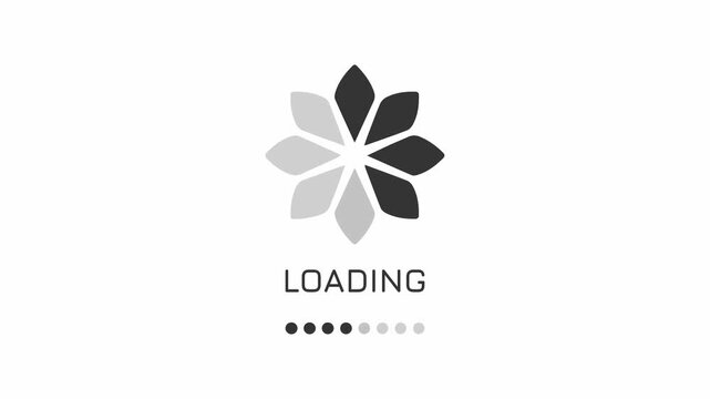 Professional digital loading progress bar with floral spinner icon shows patient data processing on a bright screen.