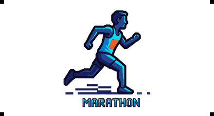 Obraz premium Man Running in Marathon Event Fast.