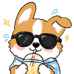 Naklejka premium dog with sunglasses