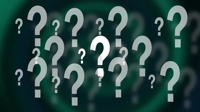 Question mark animation highlights individual problem solving. Interactive question mark animation details support help desks. Digital question mark animation represents customer FAQ queries.