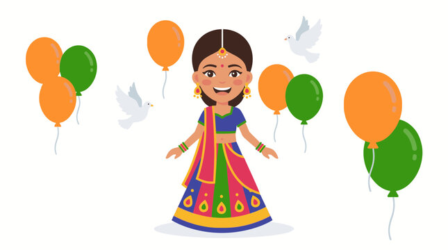 Joyful Girl Celebrating India Independence Day