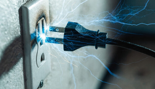 Electric shock from a plug in a socket with sparks