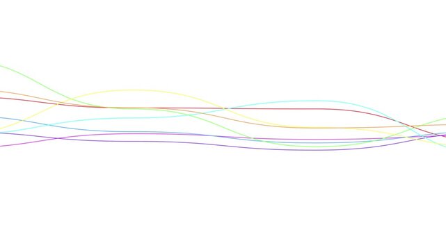 Colorful sine-wave lines background animation, minimalist abstract line wave animated