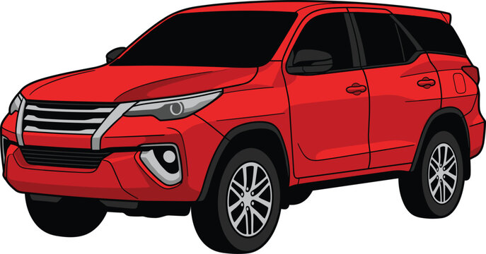 Modern red sport utility vehicle suv crossover car vector illustration isolated on white background for automotive design