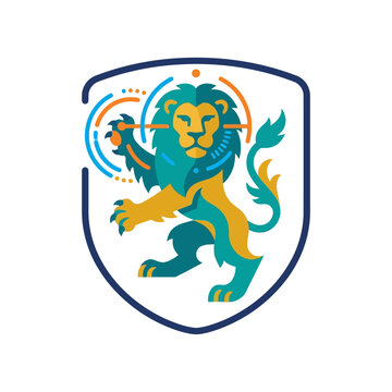 Lion Emblem Shield Logo Design.