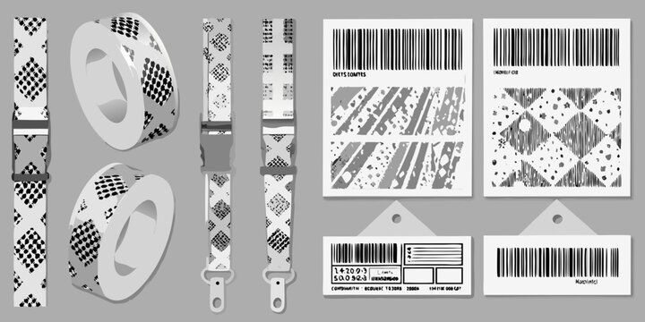 Barcodes And Qr Codes Pattern With Distressed Texture Vector Illustration