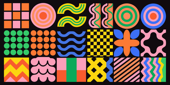 Colorful Geometric Pattern With Repeating Shapes And Bold Color Blocks