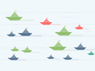Obraz premium Paper Boat Kids Nursery Background