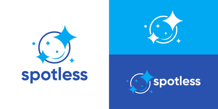 Creative simple spotless logo template. Cleaning service logo design vector illustration.