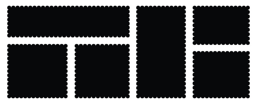Geometric zig zag wavy stickers. Zig zag square shape collection. set wavy edge frames. vector illustration.	