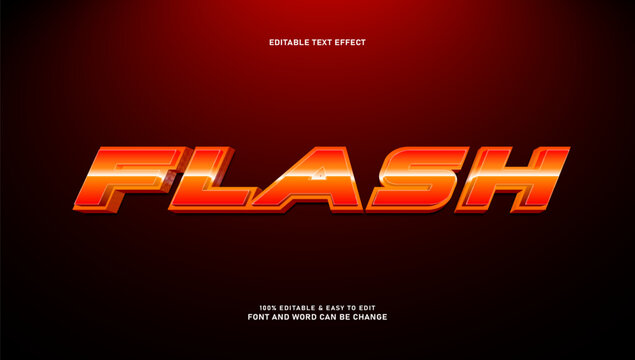 Flash editable text effect, 3d orange and red metallic alphabet style