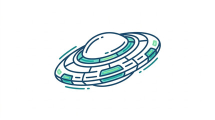 Flying saucer alien spacecraft illustration. © randa