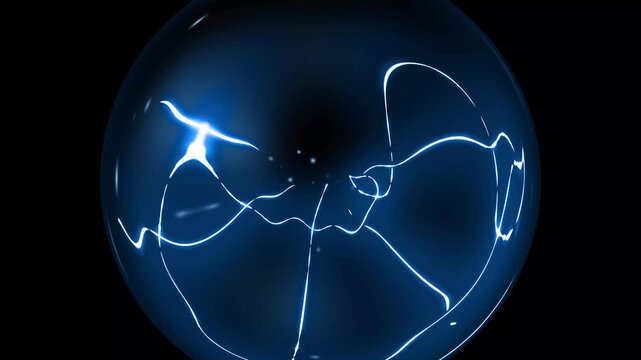 Lens type of thunderstorm animation on black background, 2d cartoon energy explosion, glowing lightning strike animation for storm scenes, fx electric effect overlay on black background. 4K