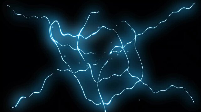 Hand drawn cartoon thunderstorm effects, energy burst on black background. Flash FX electric thunder explosion, power strike line, dynamic storm lightning effect overlay on black background. 4k
