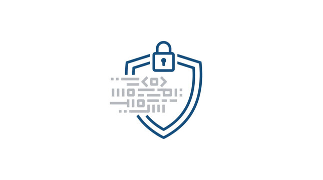 Cybersecurity shield and padlock icon for digital data protection