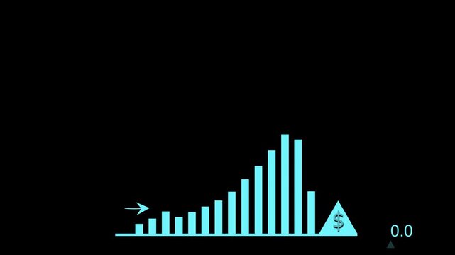 Minimalist arrow bar chart rising then dropping animation, Business bar chart graph bar animated