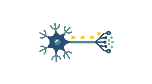Illustration of a biological neuron cell transmitting signals.