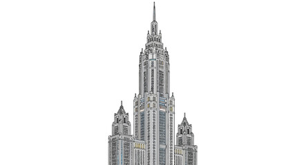 Gothic Revival skyscraper vector illustration white background © wawa