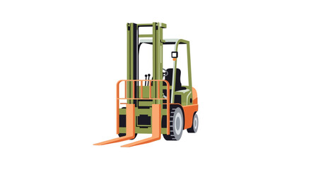 green and orange forklift vector illustration industrial equipment © wawa