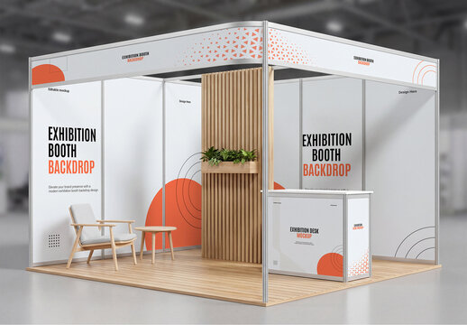 Realistic Exhibition Booth Mockup Template