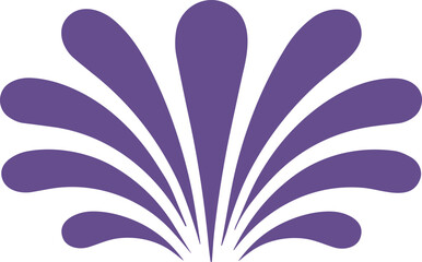 Fototapeta premium Vector of dark purple fan leaf fountain, abstract vertical symmetric plant stalks, minimalist retro botanical shape for cosmetic packaging print vector illustration
