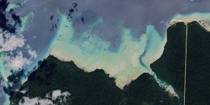Satellite View Palawan Lagoon Forested Headland