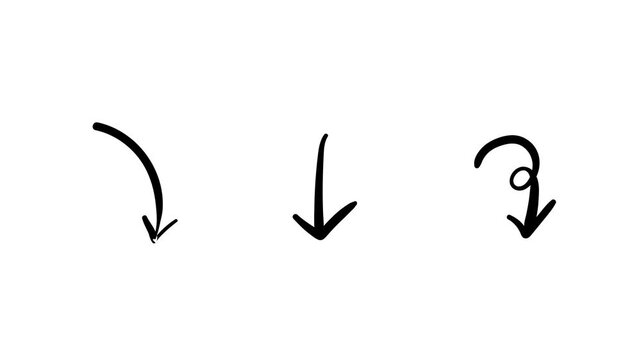 Hand Drawn Black Doodle Arrow Pointer Animated Motion Graphic Element