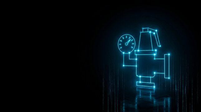 A sleek, futuristic  image  of a glowing cybernetic robot integrated with a clock and circuit elements, set against a dark background.