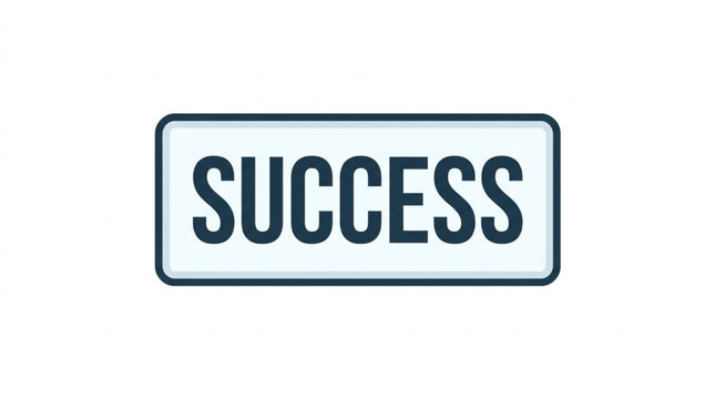 Success word on a white button graphic.