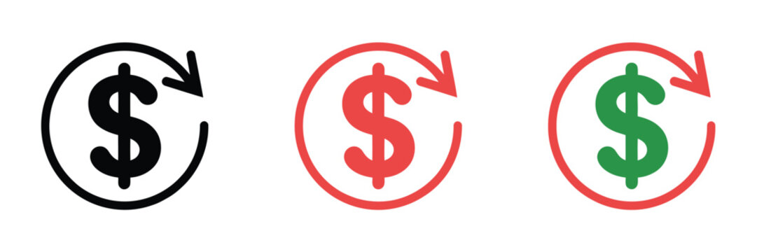Cost Reduction Icon Vector Illustration with Dollar Symbol and Downward Arrow for Financial Savings and Expense Control in Modern Flat Design.