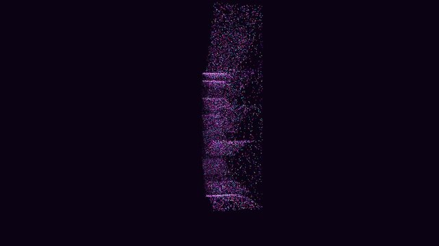3D Digital Open Book Particle Loop on Black Background