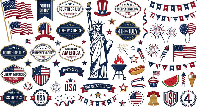 4th of July Independence Day USA Patriotic Clipart Collection
