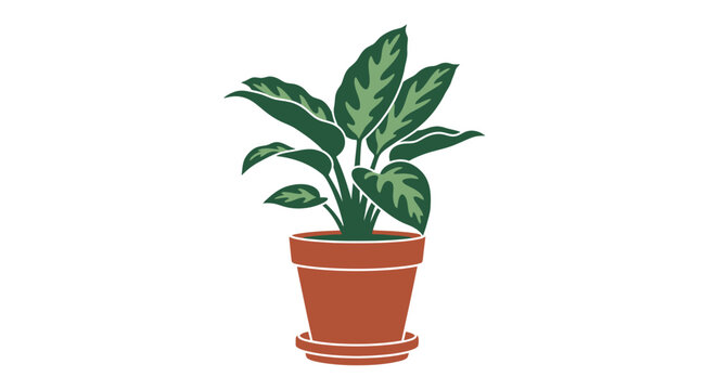 Potted Plant with Green Leaves.
