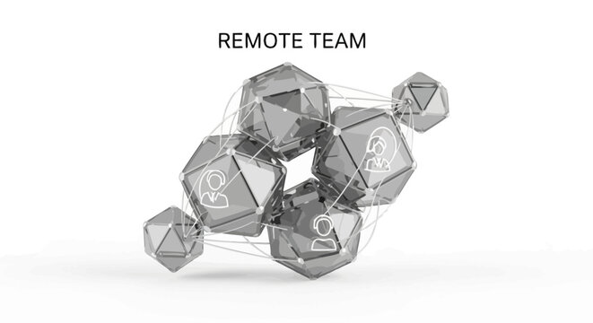 Remote team polyhedral dice set.