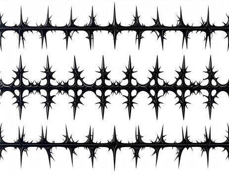 Black thorny wire fence border danger symbol grunge