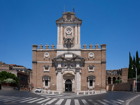 Porta Pia, gate to the ancient Aurelian Walls of Rome, Italy
