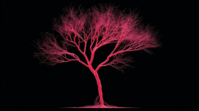 Red Vessel Branches on Dark Background