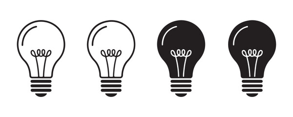 Innovative light bulb graphics including outline and filled versions for conceptual design and creativity. © MSTGIRATUN