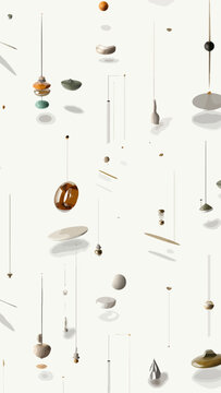 Sculpture of Various Metallic Pendulums.