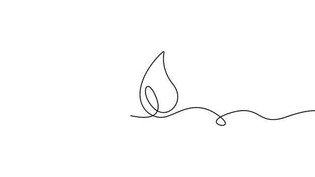 Water drop animation as a minimalist continuous line drawing vector icon. Animated minimalist continuous line drawing of a water drop, clean black line vector motion.