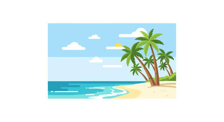 Obraz premium Tropical Palm Trees on Sandy Beach.