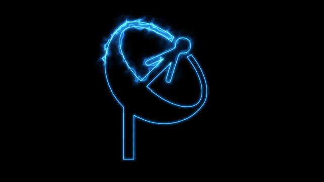 Satellite Dish Antenna Broadcast Neon Electric Energy Blue Glow Abstract Technology Background Loop Motion Animation