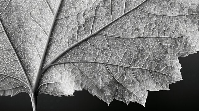 Silver Leaf Vein Texture Closeup