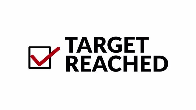 Target Reached Animation with Red Checkmark on Transparent Background for Corporate Success, Ultimate Business Growth, and Outstanding Achievement in 4K Animation with Alpha Channel.